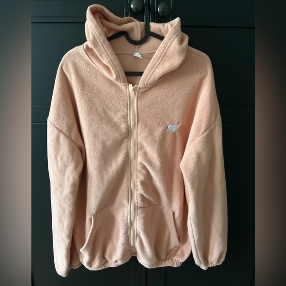 Kawaii Salmon Fleece Jacket - Picture 1 of 3